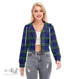 ScotsTee Shop Scottish Arbuthnot Modern Clan Tartan Womens Cropped Zip Up Hoodie