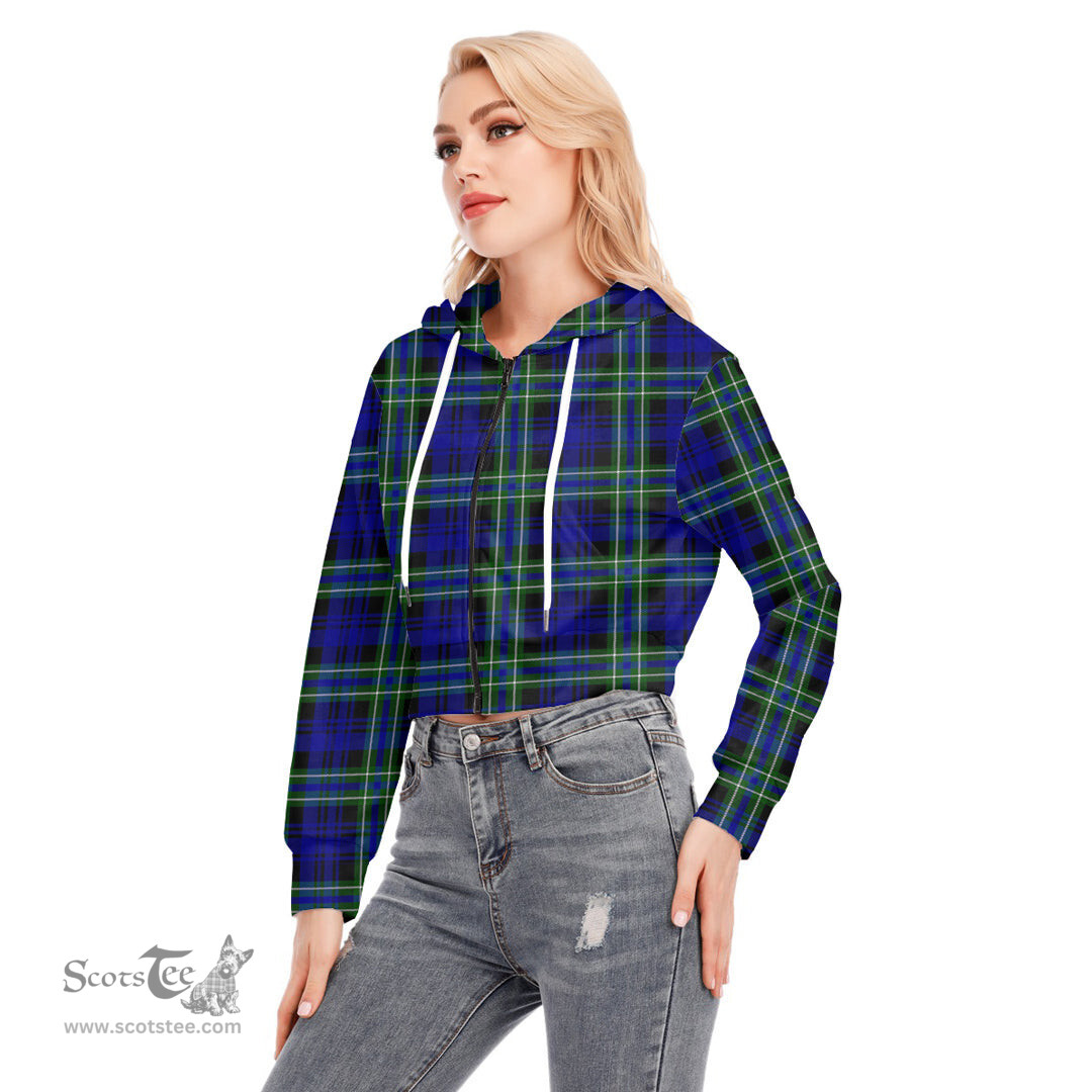 ScotsTee Shop Scottish Arbuthnot Modern Clan Tartan Womens Cropped Zip Up Hoodie