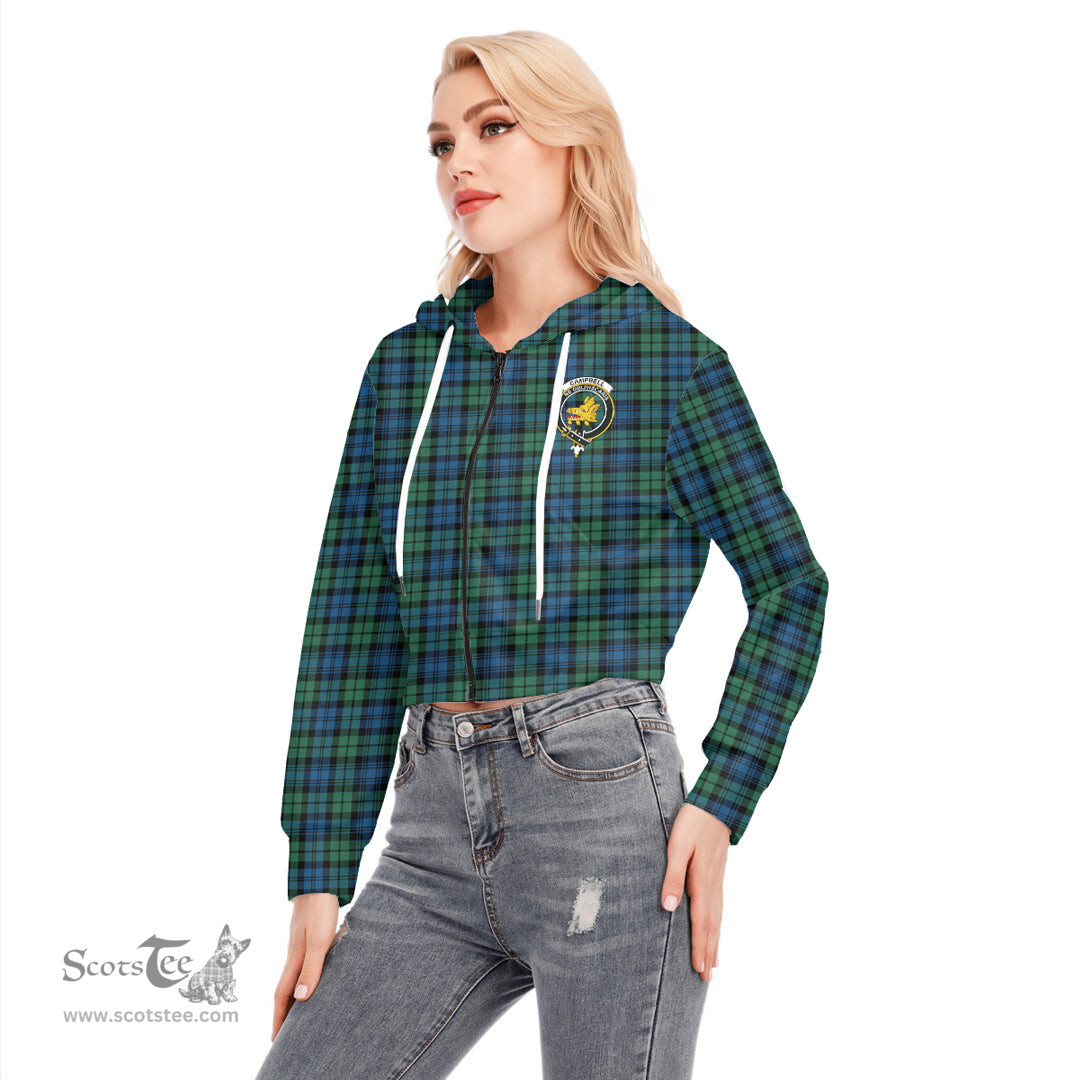 ScotsTee Shop Scottish Campbell Ancient 02 Clan Crest Tartan Womens Cropped Zip Up Hoodie