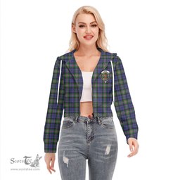 ScotsTee Shop Scottish Baird Modern Clan Crest Tartan Womens Cropped Zip Up Hoodie