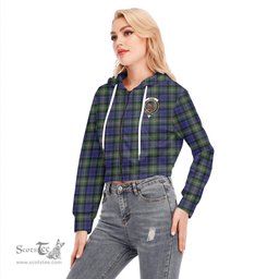 ScotsTee Shop Scottish Baird Modern Clan Crest Tartan Womens Cropped Zip Up Hoodie
