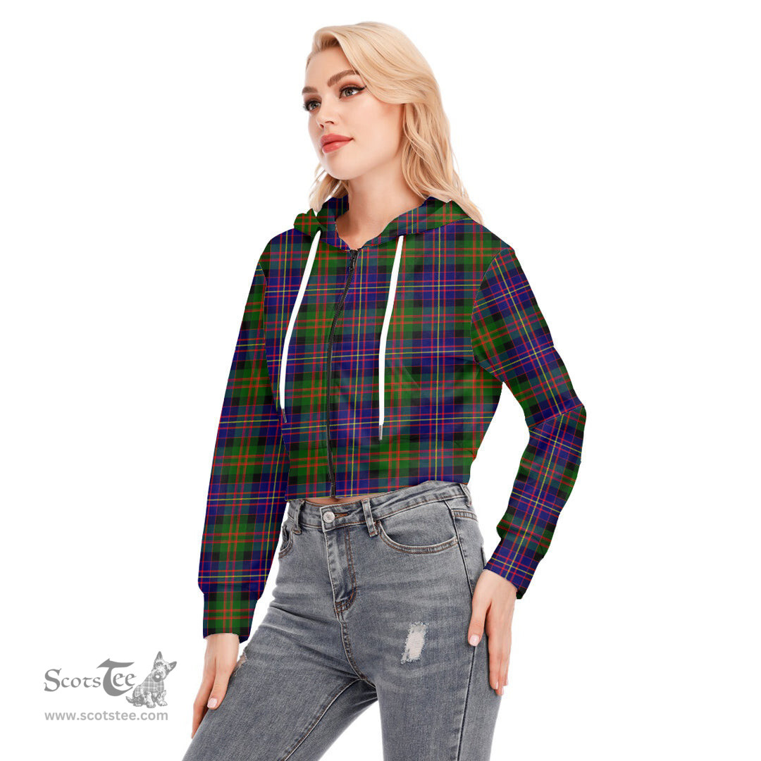 ScotsTee Shop Scottish Cameron of Erracht Modern Clan Tartan Womens Cropped Zip Up Hoodie