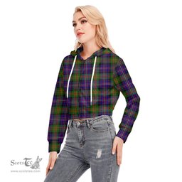 ScotsTee Shop Scottish Cameron of Erracht Modern Clan Tartan Womens Cropped Zip Up Hoodie