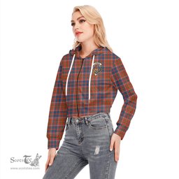ScotsTee Shop Scottish Cameron of Lochiel Ancient Clan Crest Tartan Womens Cropped Zip Up Hoodie