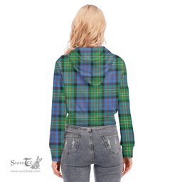 ScotsTee Shop Scottish Bowie Ancient Clan Tartan Womens Cropped Zip Up Hoodie