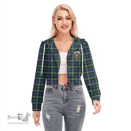 ScotsTee Shop Scottish Baillie Modern Clan Crest Tartan Womens Cropped Zip Up Hoodie