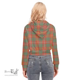 ScotsTee Shop Scottish Bruce Ancient Clan Tartan Womens Cropped Zip Up Hoodie