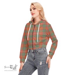 ScotsTee Shop Scottish Bruce Ancient Clan Tartan Womens Cropped Zip Up Hoodie