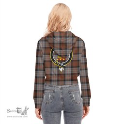 ScotsTee Shop Scottish Cameron of Erracht Weathered Clan Crest Tartan Womens Cropped Zip Up Hoodie