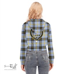 ScotsTee Shop Scottish Bell of the Borders Clan Crest Tartan Womens Cropped Zip Up Hoodie