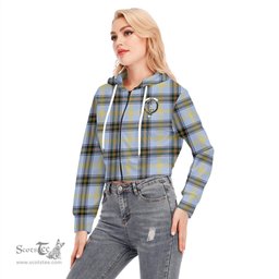 ScotsTee Shop Scottish Bell of the Borders Clan Crest Tartan Womens Cropped Zip Up Hoodie