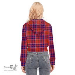 ScotsTee Shop Scottish Cameron of Lochiel Modern Clan Tartan Womens Cropped Zip Up Hoodie
