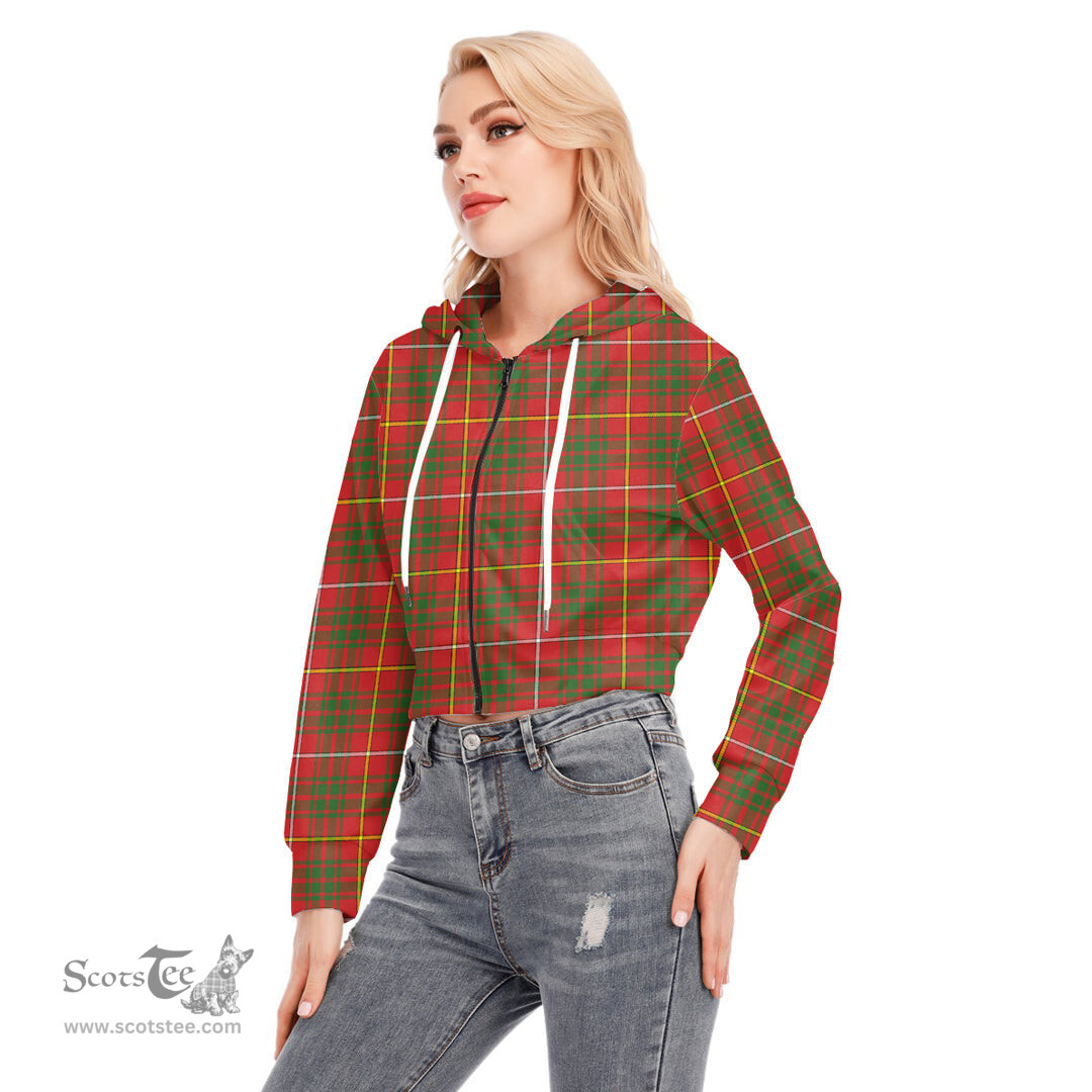 ScotsTee Shop Scottish Bruce Modern Clan Tartan Womens Cropped Zip Up Hoodie