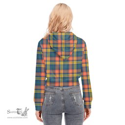 ScotsTee Shop Scottish Buchanan Ancient Clan Tartan Womens Cropped Zip Up Hoodie