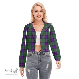 ScotsTee Shop Scottish Armstrong Modern Clan Tartan Womens Cropped Zip Up Hoodie