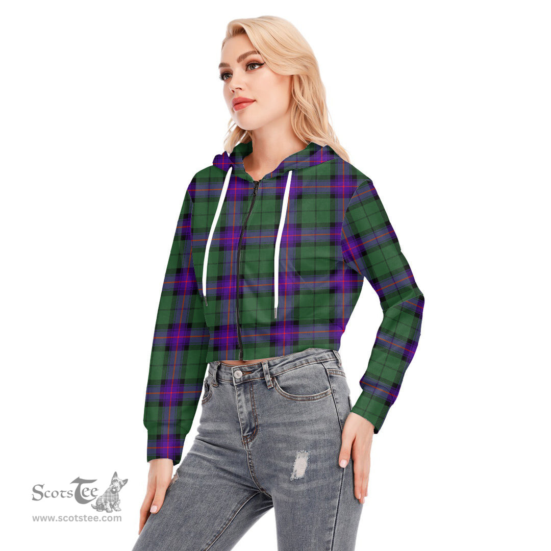 ScotsTee Shop Scottish Armstrong Modern Clan Tartan Womens Cropped Zip Up Hoodie