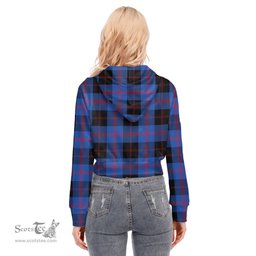 ScotsTee Shop Scottish Angus Modern Clan Tartan Womens Cropped Zip Up Hoodie