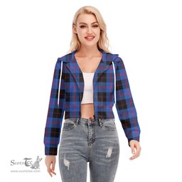 ScotsTee Shop Scottish Angus Modern Clan Tartan Womens Cropped Zip Up Hoodie
