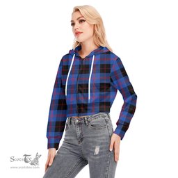 ScotsTee Shop Scottish Angus Modern Clan Tartan Womens Cropped Zip Up Hoodie