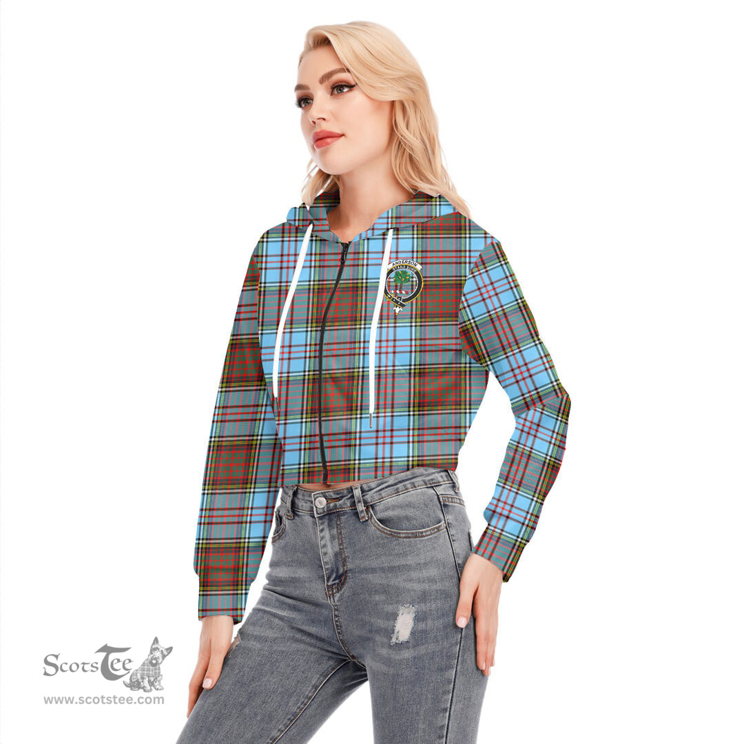 ScotsTee Shop Scottish Anderson Ancient Clan Crest Tartan Womens Cropped Zip Up Hoodie