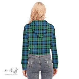 ScotsTee Shop Scottish Campbell Ancient 01 Clan Tartan Womens Cropped Zip Up Hoodie
