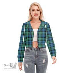 ScotsTee Shop Scottish Campbell Ancient 01 Clan Tartan Womens Cropped Zip Up Hoodie