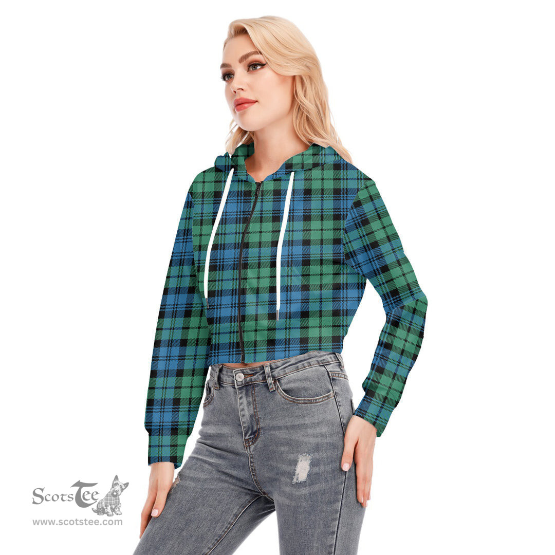 ScotsTee Shop Scottish Campbell Ancient 01 Clan Tartan Womens Cropped Zip Up Hoodie