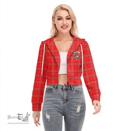 ScotsTee Shop Scottish Burnett Modern Clan Crest Tartan Womens Cropped Zip Up Hoodie