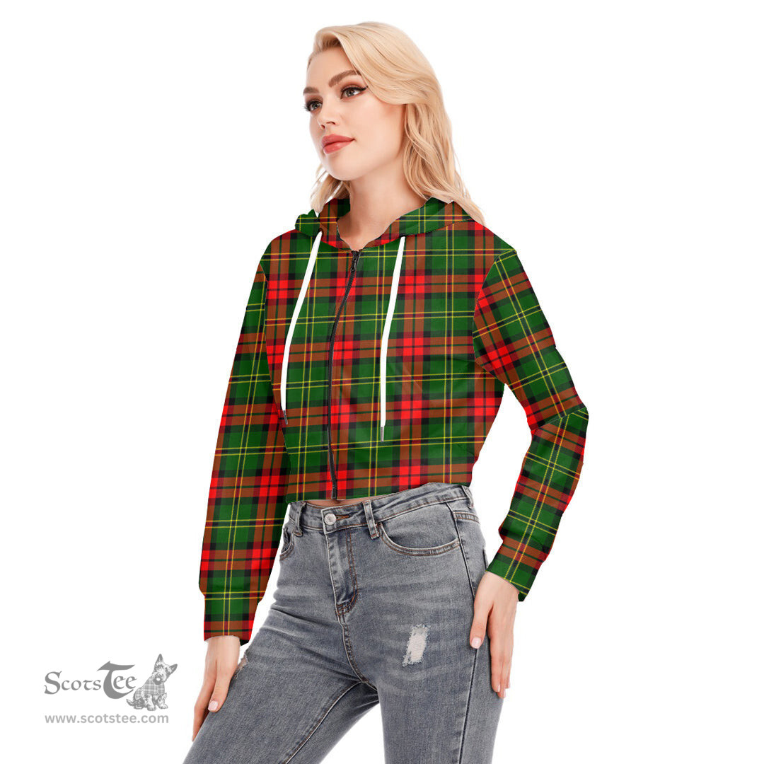 ScotsTee Shop Scottish Blackstock Clan Tartan Womens Cropped Zip Up Hoodie