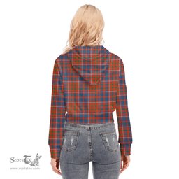 ScotsTee Shop Scottish Cameron of Lochiel Ancient Clan Tartan Womens Cropped Zip Up Hoodie