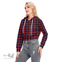ScotsTee Shop Scottish Brown Modern Clan Tartan Womens Cropped Zip Up Hoodie