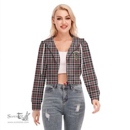 ScotsTee Shop Scottish Borthwick Ancient Clan Crest Tartan Womens Cropped Zip Up Hoodie