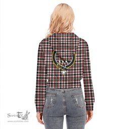 ScotsTee Shop Scottish Borthwick Dress Ancient Clan Crest Tartan Womens Cropped Zip Up Hoodie