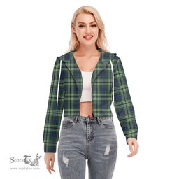 ScotsTee Shop Scottish Blyth Clan Tartan Womens Cropped Zip Up Hoodie