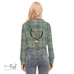 ScotsTee Shop Scottish Balfour Blue Clan Crest Tartan Womens Cropped Zip Up Hoodie