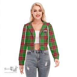 ScotsTee Shop Scottish Baxter Modern Clan Crest Tartan Womens Cropped Zip Up Hoodie