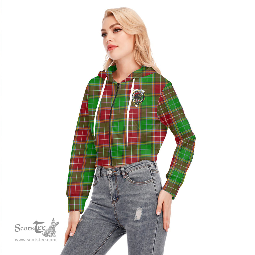 ScotsTee Shop Scottish Baxter Modern Clan Crest Tartan Womens Cropped Zip Up Hoodie