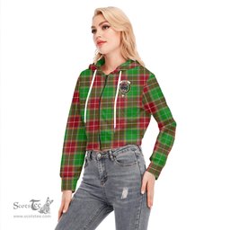 ScotsTee Shop Scottish Baxter Modern Clan Crest Tartan Womens Cropped Zip Up Hoodie