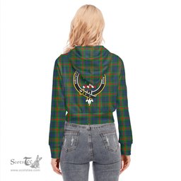ScotsTee Shop Scottish Aiton Clan Crest Tartan Womens Cropped Zip Up Hoodie