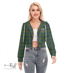 ScotsTee Shop Scottish Aiton Clan Crest Tartan Womens Cropped Zip Up Hoodie