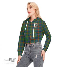ScotsTee Shop Scottish Aiton Clan Crest Tartan Womens Cropped Zip Up Hoodie