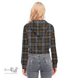 ScotsTee Shop Scottish BlackWatch Weathered Clan Tartan Womens Cropped Zip Up Hoodie
