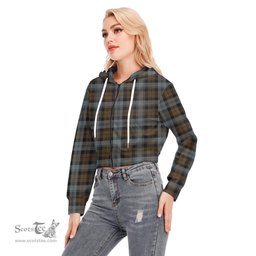 ScotsTee Shop Scottish BlackWatch Weathered Clan Tartan Womens Cropped Zip Up Hoodie