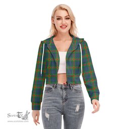 ScotsTee Shop Scottish Aiton Clan Tartan Womens Cropped Zip Up Hoodie
