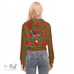 ScotsTee Shop Scottish Burnett Ancient Clan Crest Tartan Womens Cropped Zip Up Hoodie