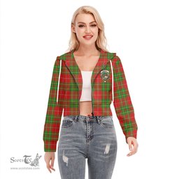 ScotsTee Shop Scottish Burnett Ancient Clan Crest Tartan Womens Cropped Zip Up Hoodie