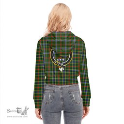ScotsTee Shop Scottish Bisset Clan Crest Tartan Womens Cropped Zip Up Hoodie