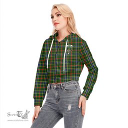 ScotsTee Shop Scottish Bisset Clan Crest Tartan Womens Cropped Zip Up Hoodie