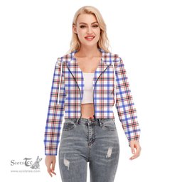 ScotsTee Shop Scottish Boswell Modern Clan Tartan Womens Cropped Zip Up Hoodie