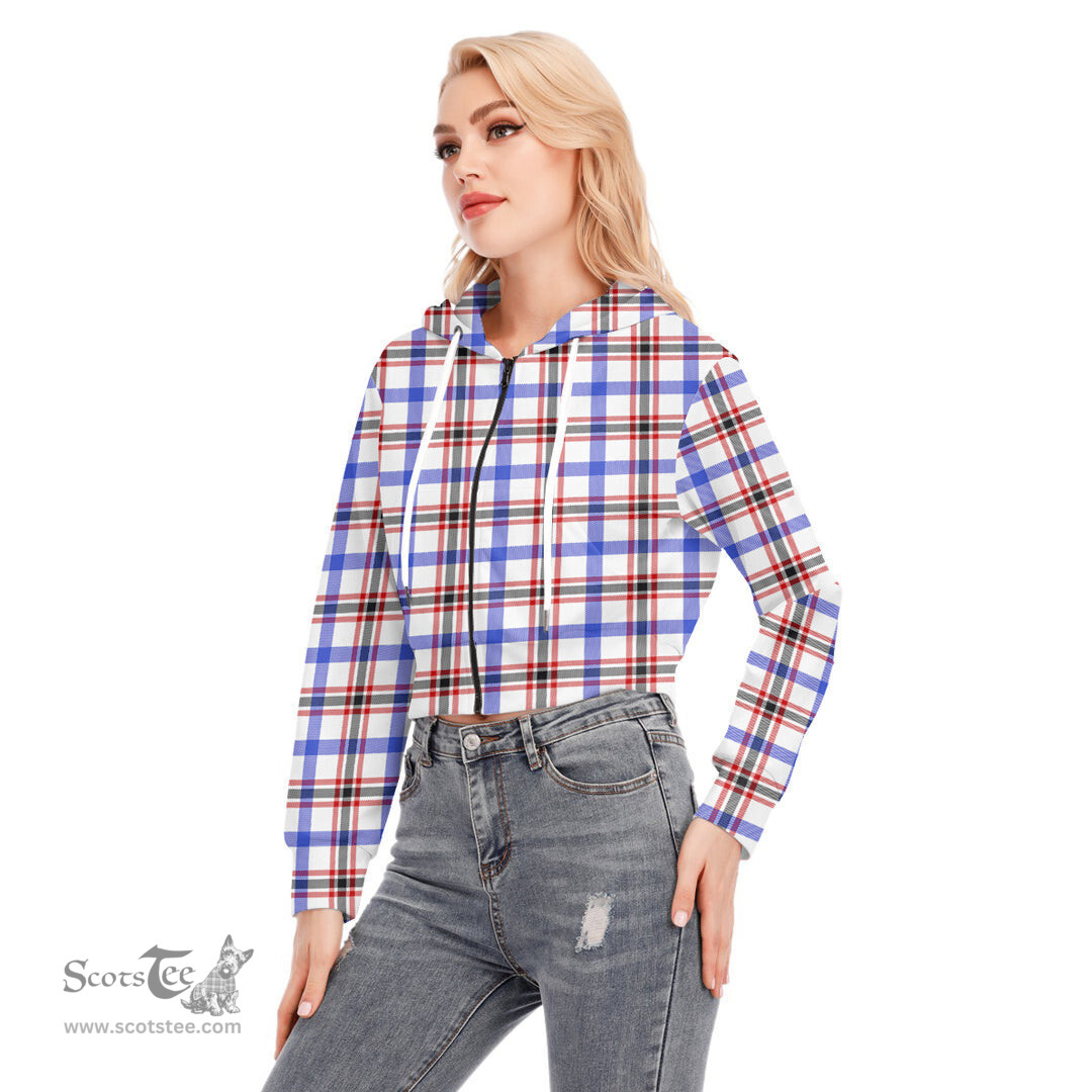 ScotsTee Shop Scottish Boswell Modern Clan Tartan Womens Cropped Zip Up Hoodie